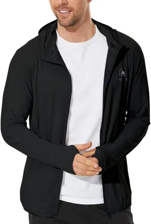 Men's UPF 50  Sun Protection Hoodie Jacket Zip Up Lightweight Long Sleeve UV Fishing Shirts Quick Dry Zip Pockets