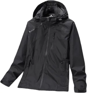 Men's Waterproof Rain Jacket Lightweight Raincoat Hooded Trench Outdoor Windbreaker for Hiking Travel