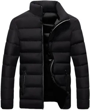 Men'S Zip Up Puffer Jacket Stand Collar Jacket Warm Thick Coats Lightweight Winter Down Jacket For Outdoor Hiking