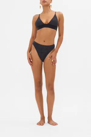 MESH HIGH WAIST HIGH LEG BRIEF SOLID BLACK