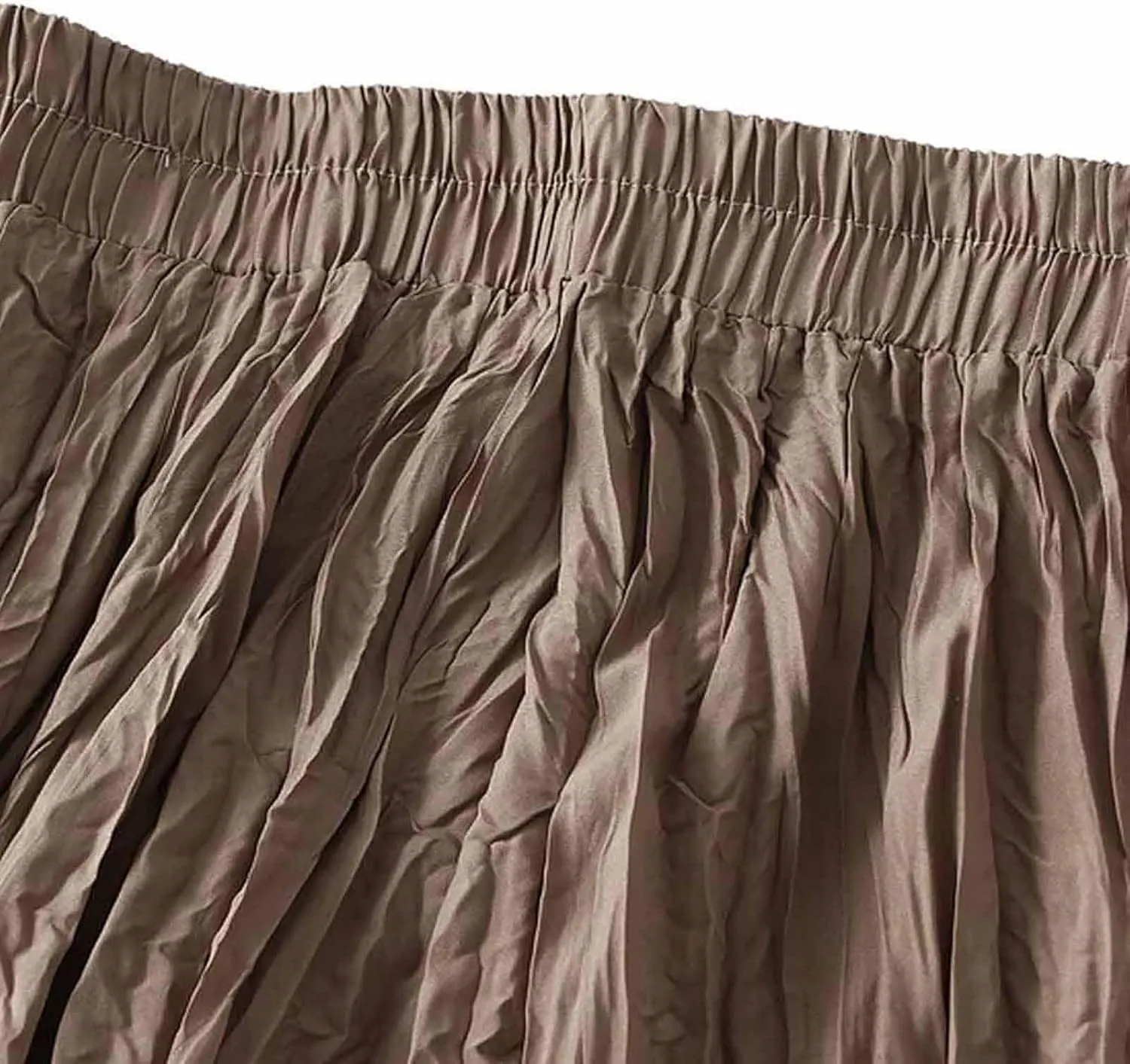 Midi Skirts for Women Casual Solid Color Pleated Skirt High Elastic Waist A-Line Skirts Cozy Flowy Swing Skirts