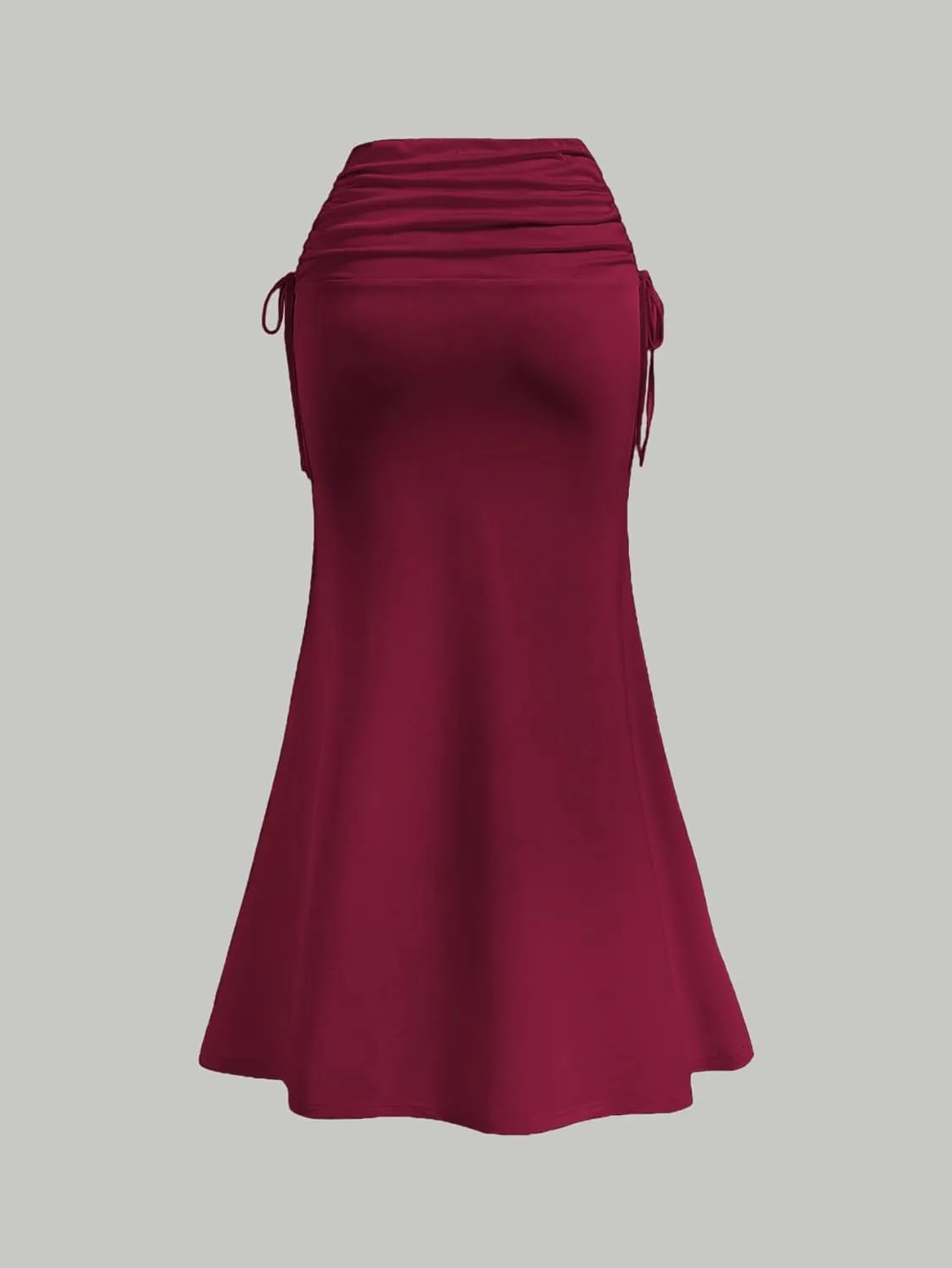 Milumia Women High Waist Ruched Maxi Skirts Business Casual Office Fishtail Long Skirts