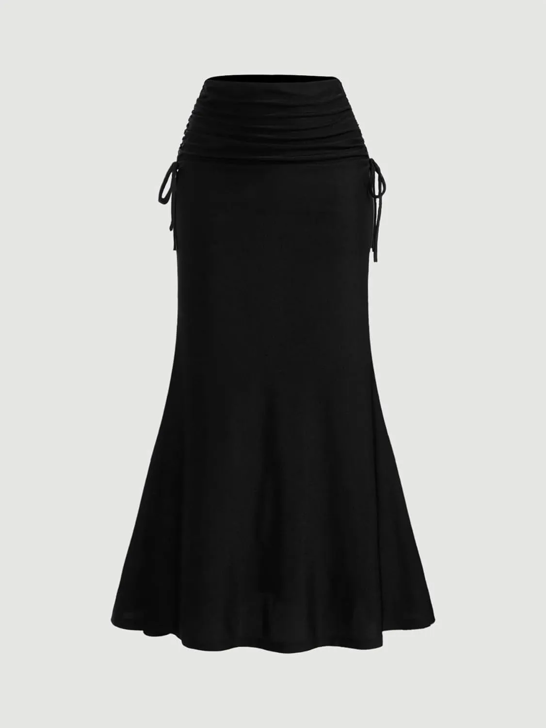 Milumia Women High Waist Ruched Maxi Skirts Business Casual Office Fishtail Long Skirts