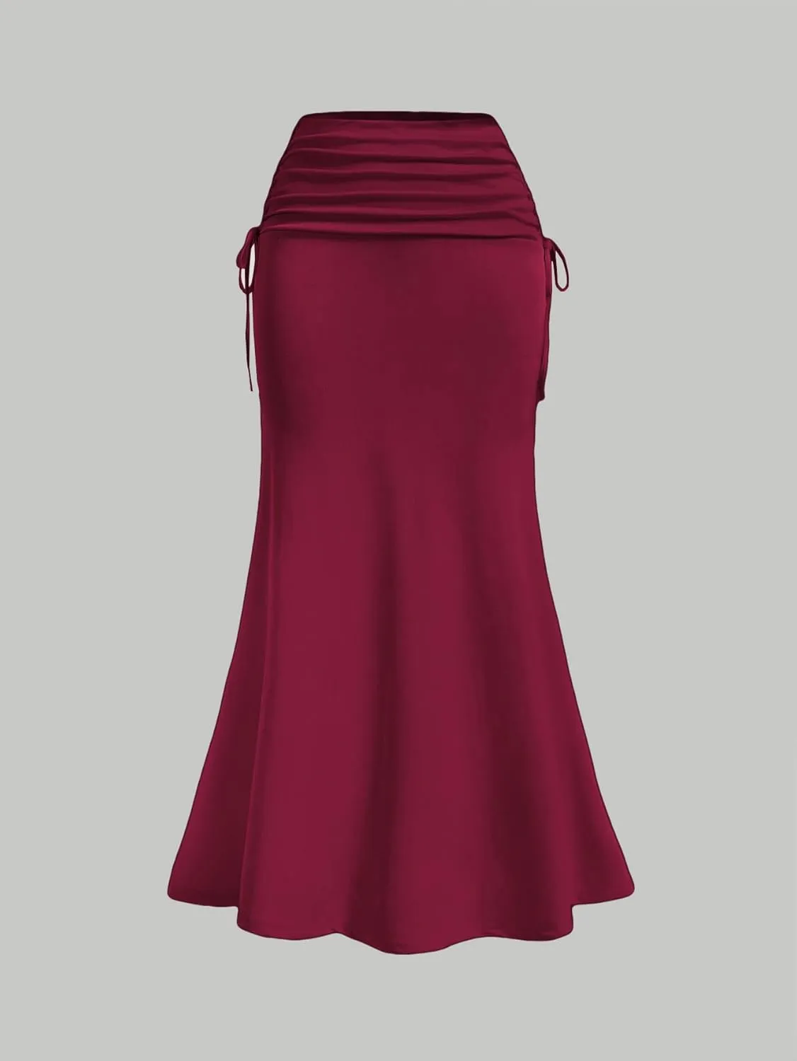 Milumia Women High Waist Ruched Maxi Skirts Business Casual Office Fishtail Long Skirts