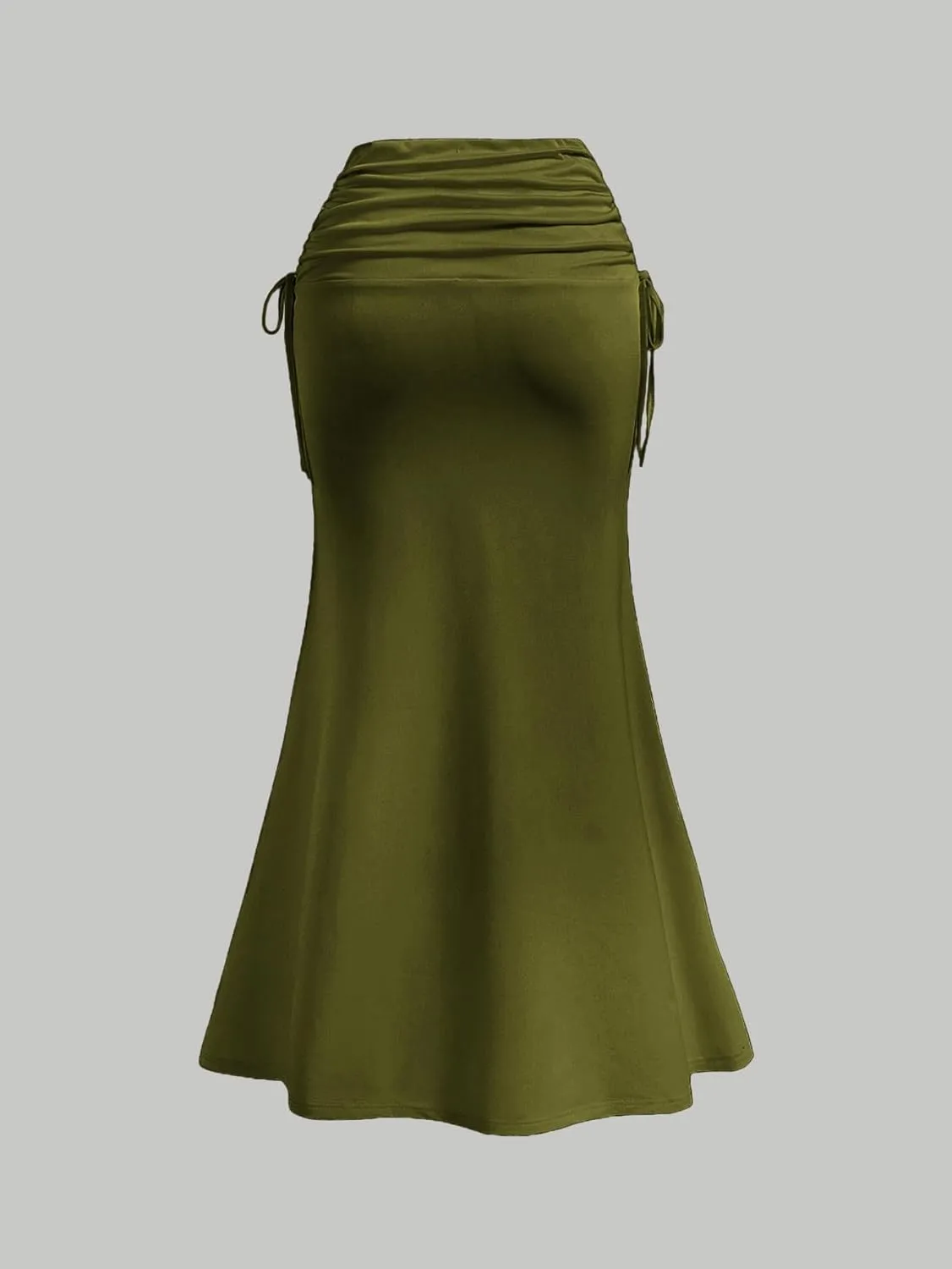 Milumia Women High Waist Ruched Maxi Skirts Business Casual Office Fishtail Long Skirts