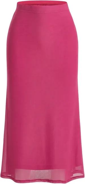 Milumia Women's High Waist Long Skirt Sheer Mesh Fishtail Bodycon Maxi Skirts