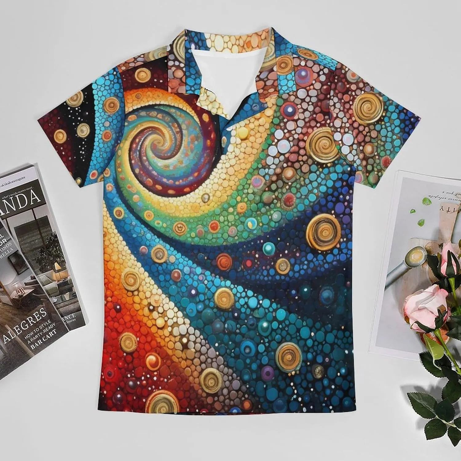 Multi Colored Swirled Spirals Men's Polo Shirt Short Sleeve Casual Athletic Quick Dry Golf T-Shirts