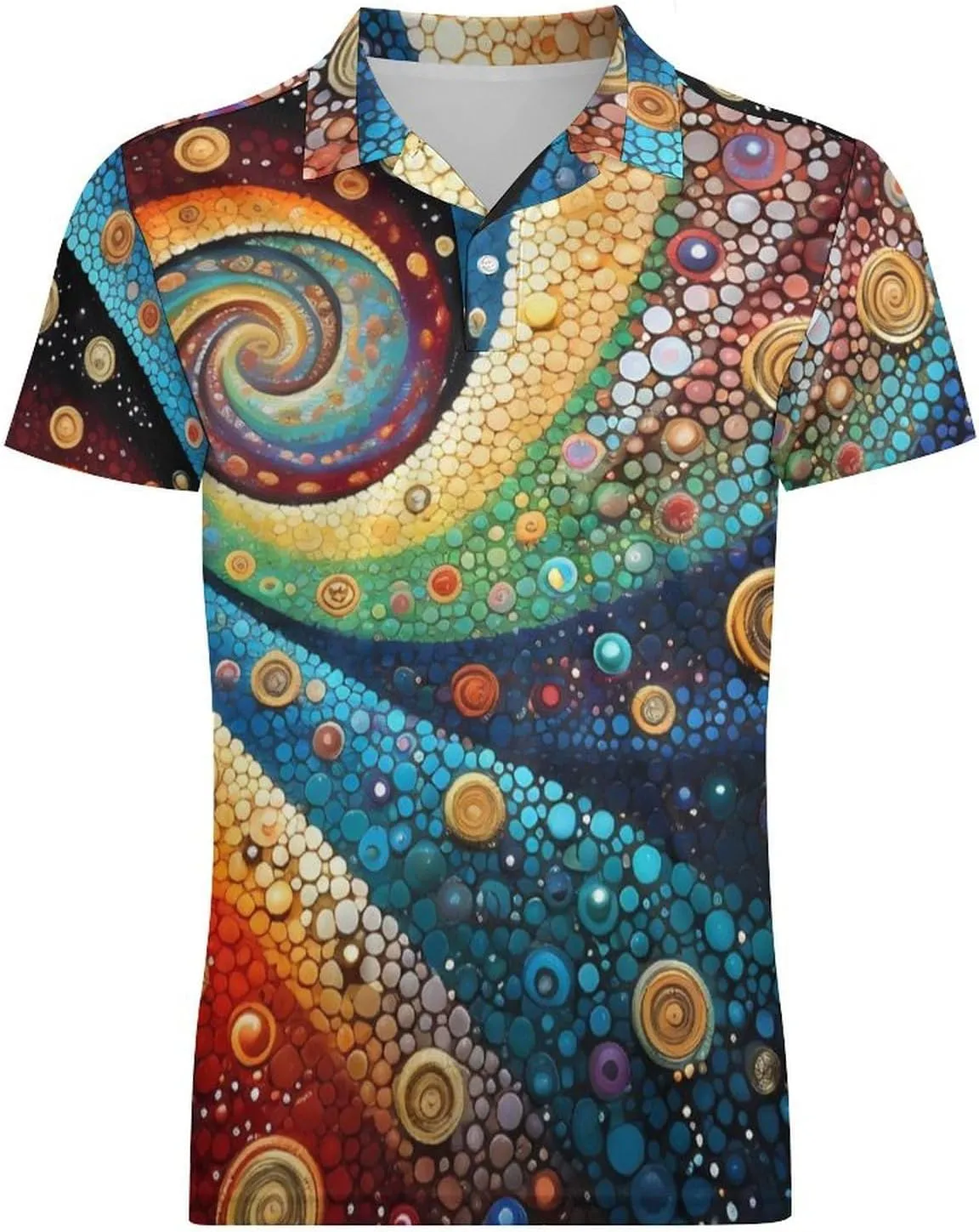 Multi Colored Swirled Spirals Men's Polo Shirt Short Sleeve Casual Athletic Quick Dry Golf T-Shirts