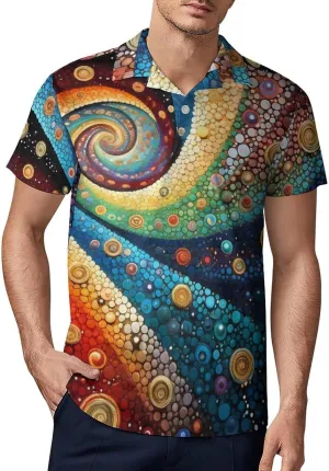 Multi Colored Swirled Spirals Men's Polo Shirt Short Sleeve Casual Athletic Quick Dry Golf T-Shirts