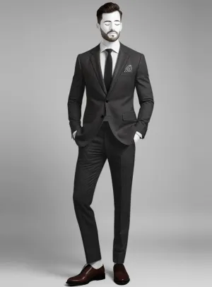 Napolean Esso Tartan Charcoal Wool Suit