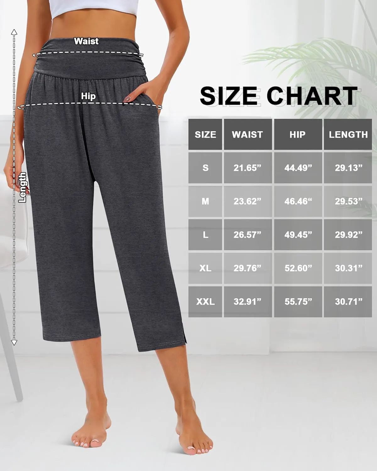 Neer 3 Pack Capri Pants for Women Casual Summer Lounge Yoga Pants Crop High Waist Loose Fit Sweatpants Pajamas with Pockets