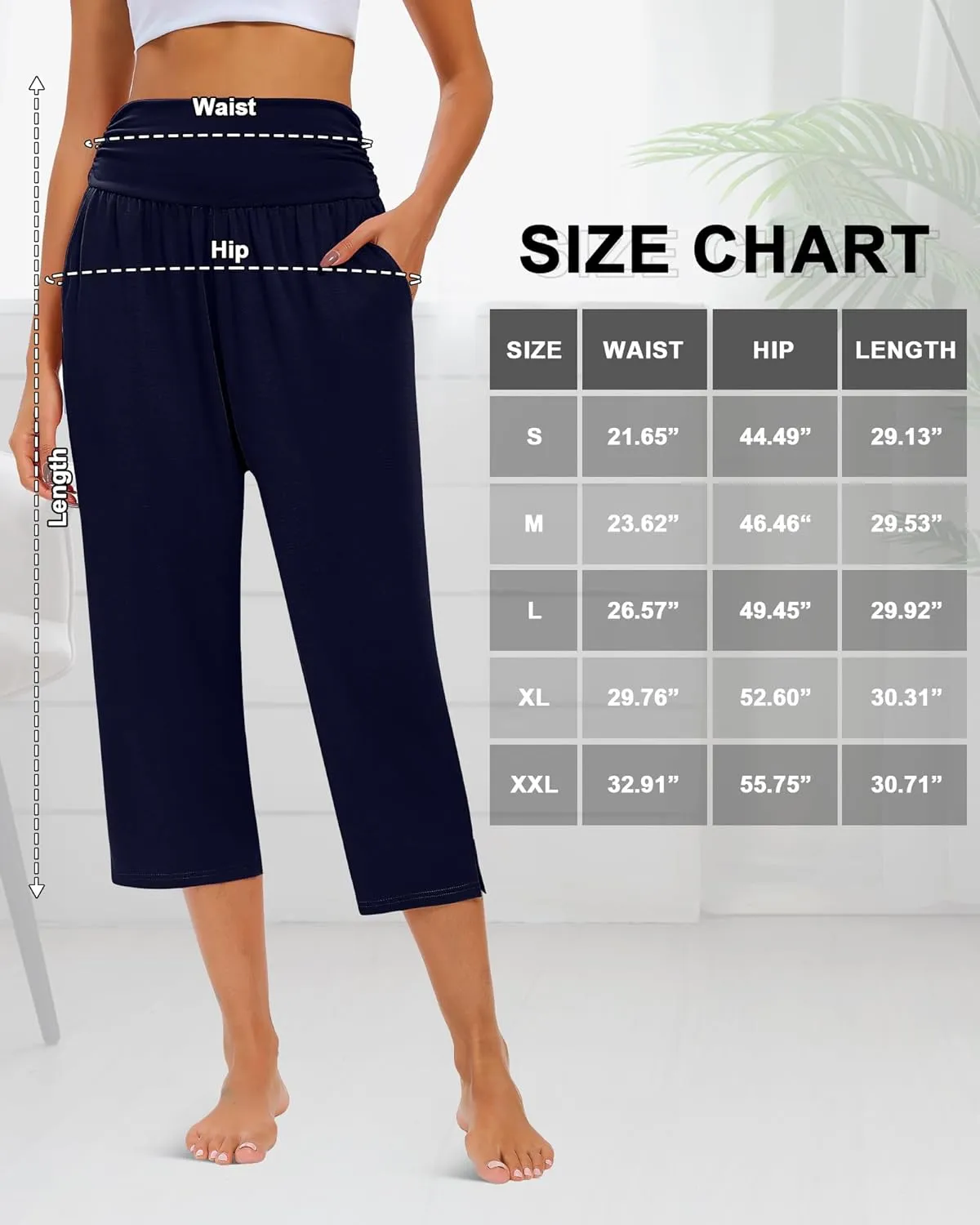Neer 3 Pack Capri Pants for Women Casual Summer Lounge Yoga Pants Crop High Waist Loose Fit Sweatpants Pajamas with Pockets