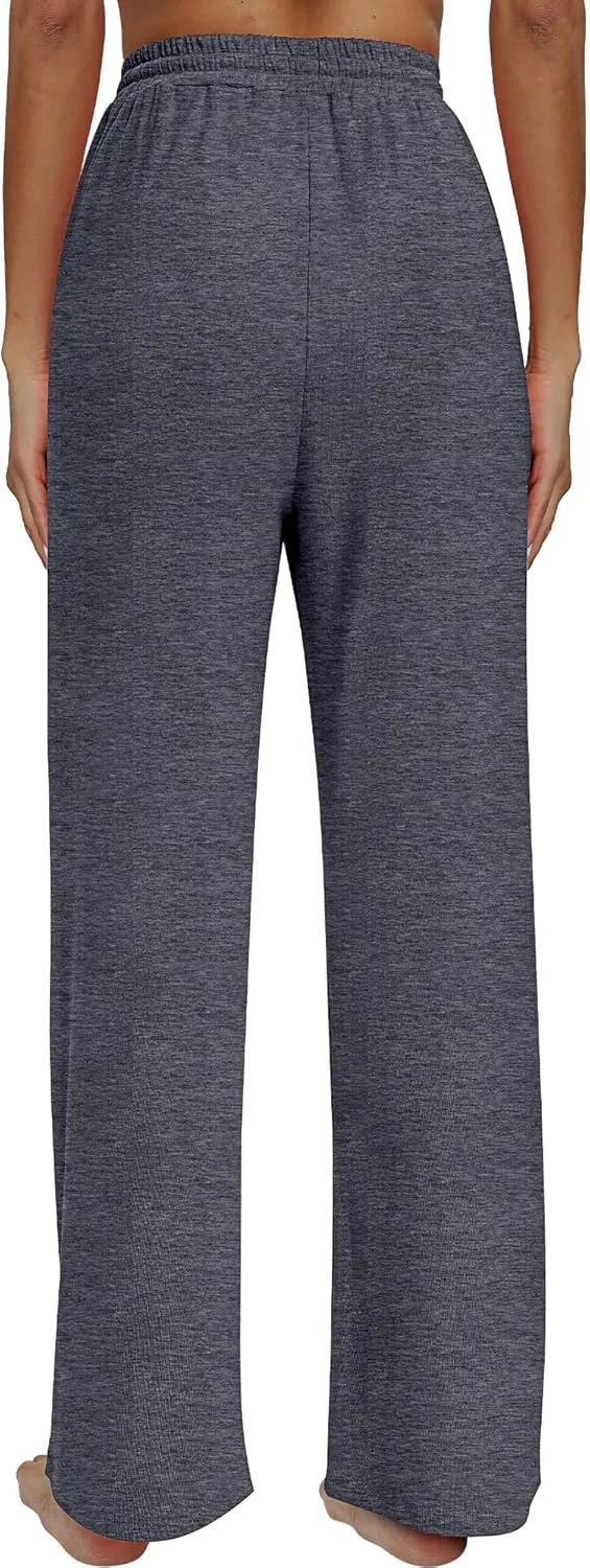 Neer 3 Pack Women's Baggy Sweatpants with Pockets, Wide Leg Yoga Pants Cozy Thick Lounge Pants Drawstring Casual Loose Jogger