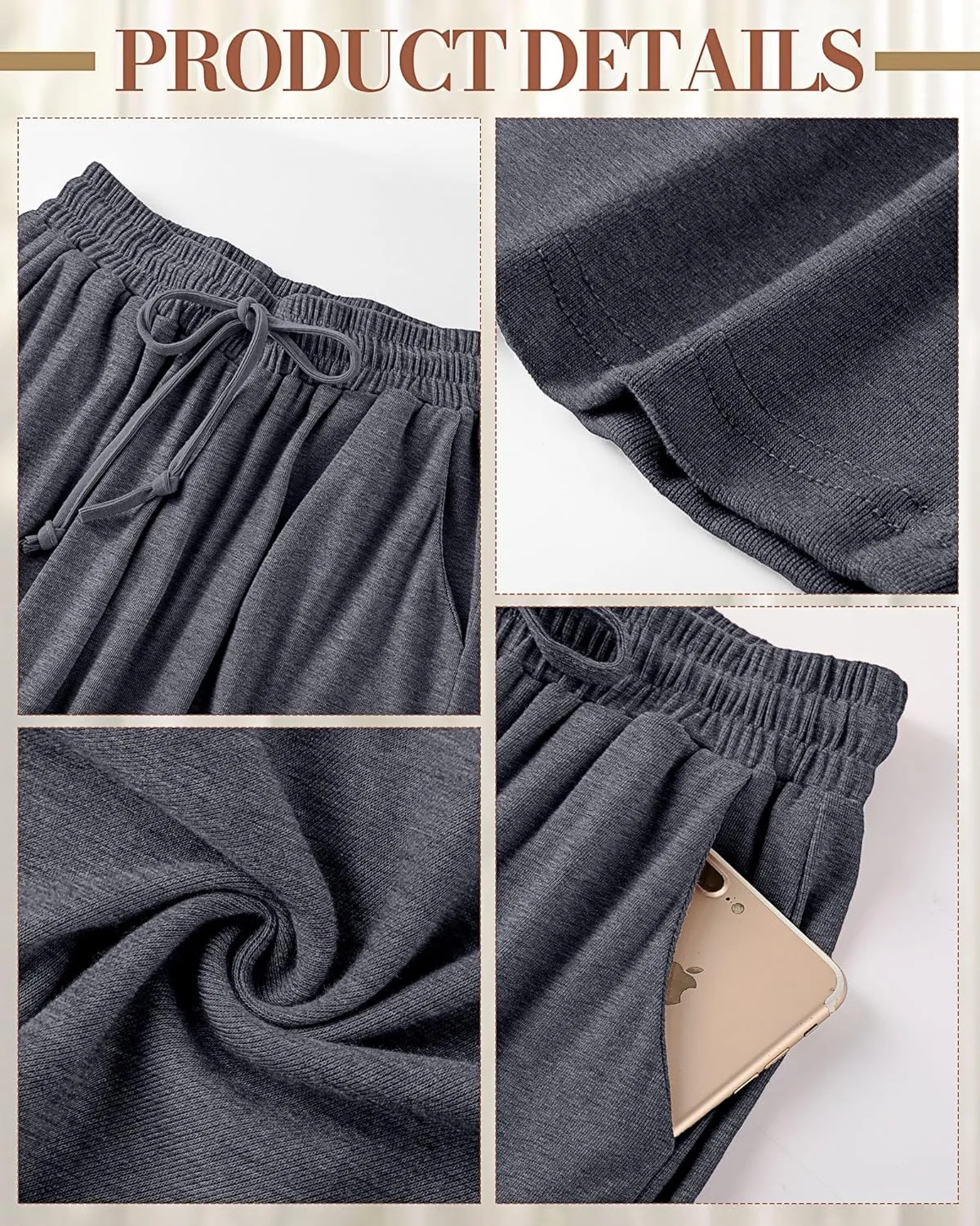 Neer 3 Pack Women's Baggy Sweatpants with Pockets, Wide Leg Yoga Pants Cozy Thick Lounge Pants Drawstring Casual Loose Jogger