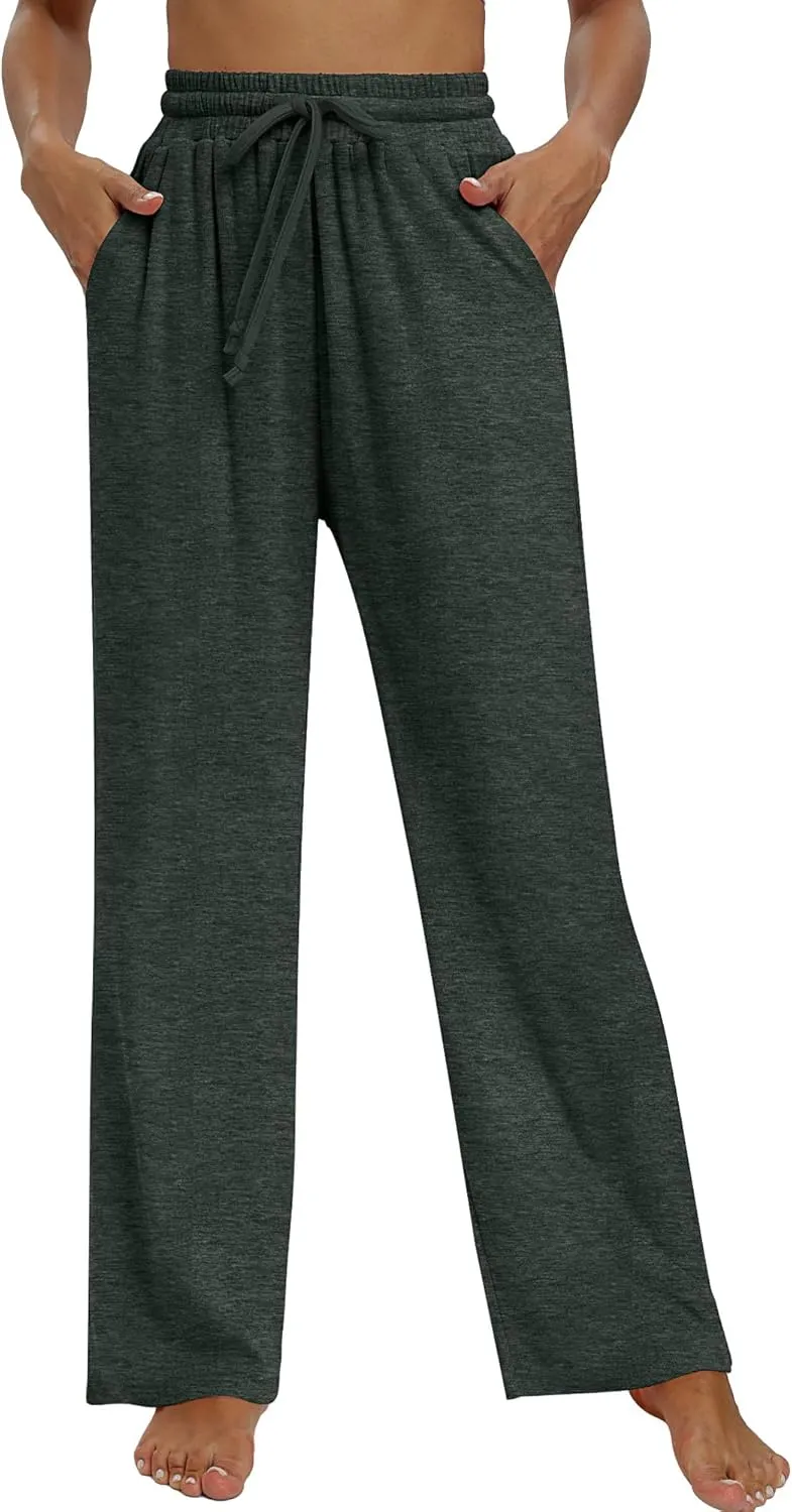 Neer 3 Pack Women's Baggy Sweatpants with Pockets, Wide Leg Yoga Pants Cozy Thick Lounge Pants Drawstring Casual Loose Jogger