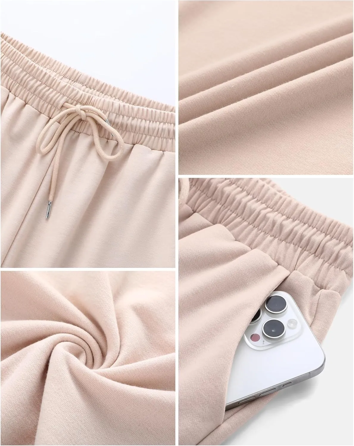 Neer 3 Pack Women's Yoga Pants with Pockets, High Waisted Cozy Lounge Pants Drawstring Sweatpants Loose Wide Leg Jogger