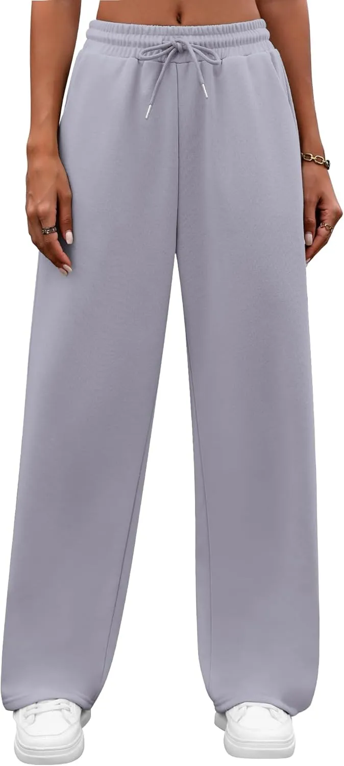 Neer 3 Pack Women's Yoga Pants with Pockets, High Waisted Cozy Lounge Pants Drawstring Sweatpants Loose Wide Leg Jogger