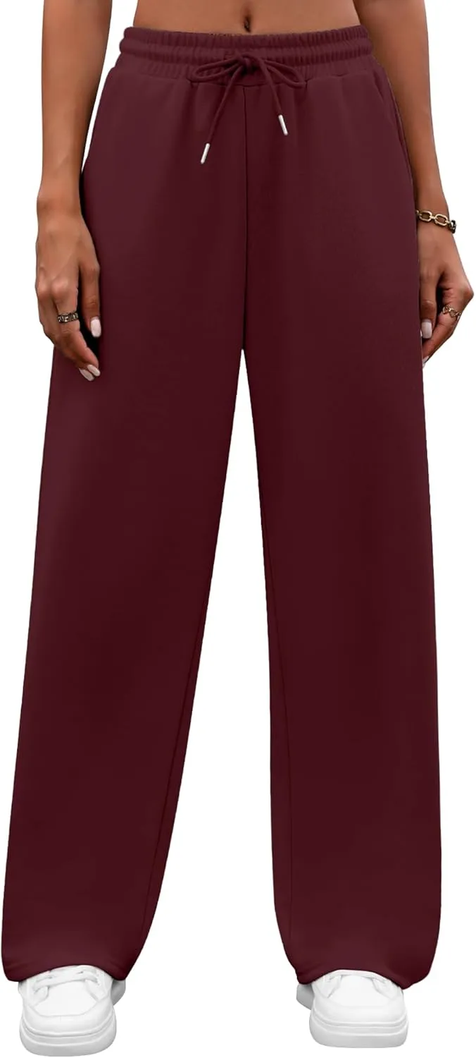 Neer 3 Pack Women's Yoga Pants with Pockets, High Waisted Cozy Lounge Pants Drawstring Sweatpants Loose Wide Leg Jogger