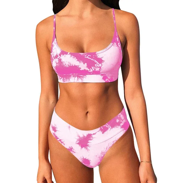 New Bikinis Women Tie-dye Sexy Bikini Set Two Piece Swimsuit Push Up Swimwear Beach Bathing Suit Female Bikini 2020