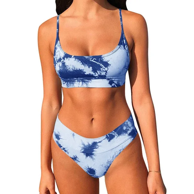 New Bikinis Women Tie-dye Sexy Bikini Set Two Piece Swimsuit Push Up Swimwear Beach Bathing Suit Female Bikini 2020