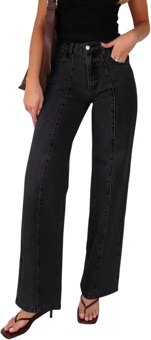 NIMIN Wide Leg Jeans for Women High Waisted Baggy Denim Pants Straight Leg Casual Jeans with Pockets