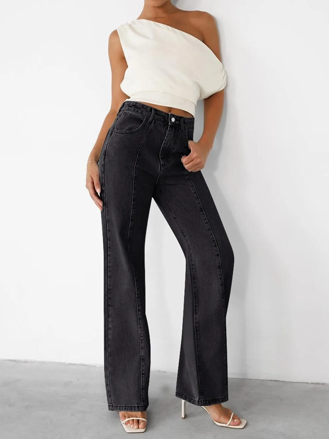 NIMIN Wide Leg Jeans for Women High Waisted Baggy Denim Pants Straight Leg Casual Jeans with Pockets