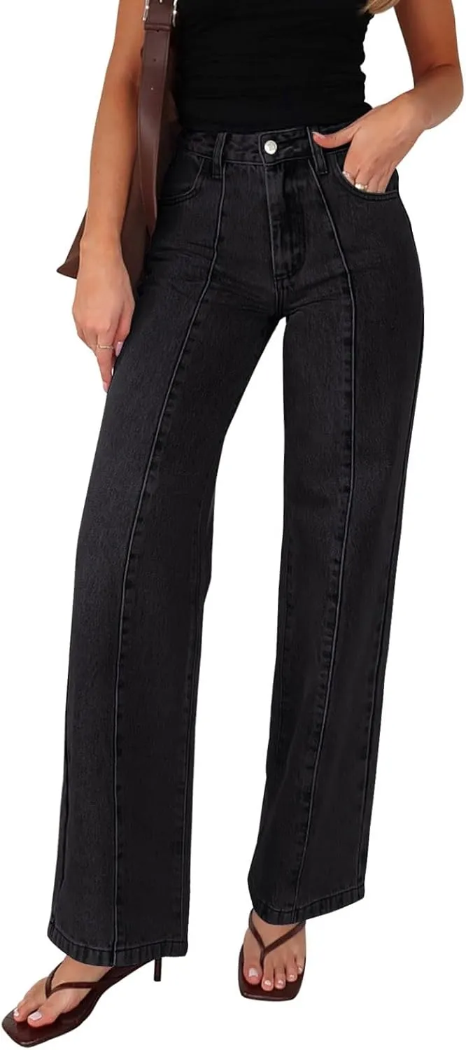 NIMIN Wide Leg Jeans for Women High Waisted Baggy Denim Pants Straight Leg Casual Jeans with Pockets