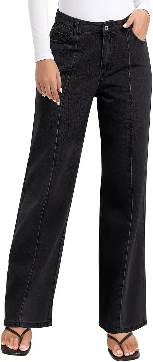 NIMIN Wide Leg Jeans for Women High Waisted Baggy Denim Pants Straight Leg Casual Jeans with Pockets