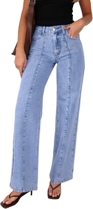 NIMIN Wide Leg Jeans for Women High Waisted Baggy Denim Pants Straight Leg Casual Jeans with Pockets