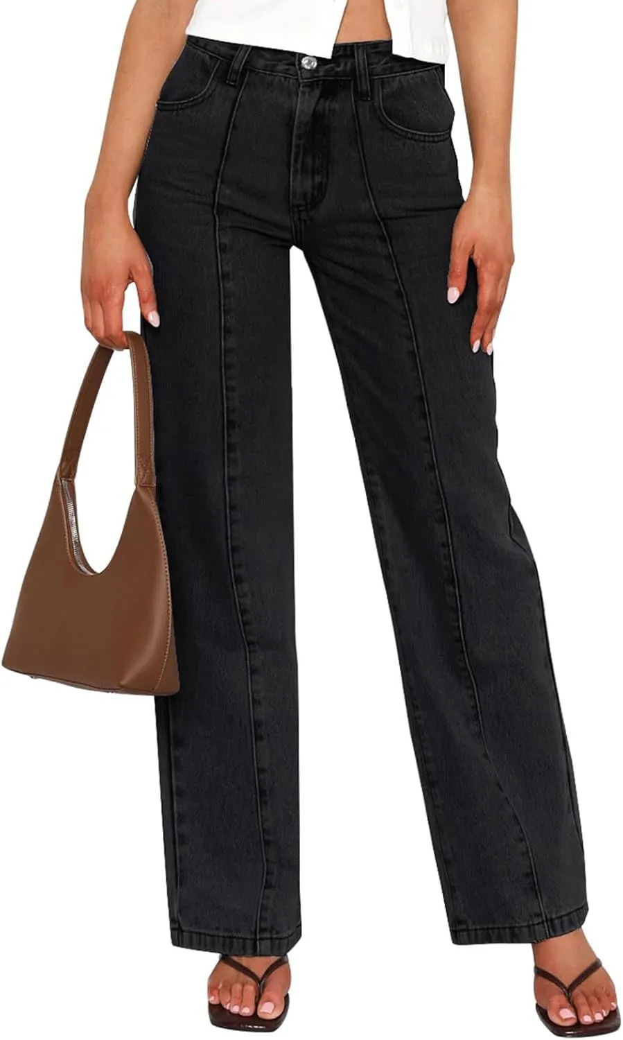 NIMIN Wide Leg Jeans for Women High Waisted Baggy Denim Pants Straight Leg Casual Jeans with Pockets