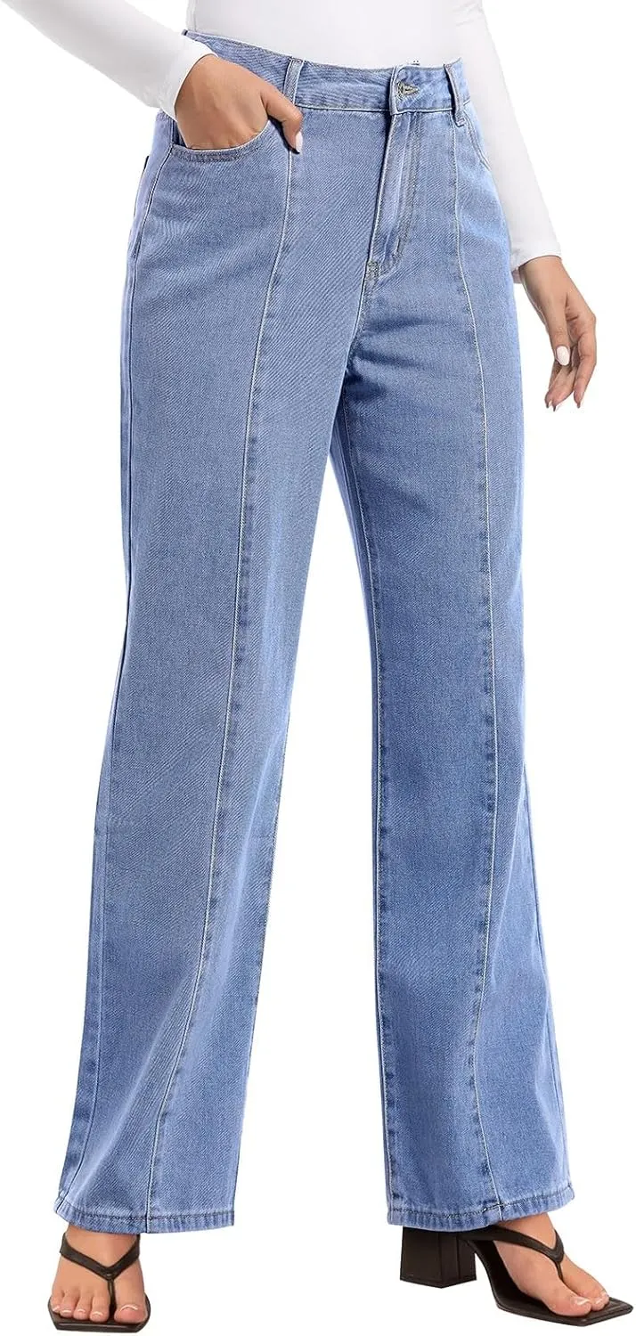 NIMIN Wide Leg Jeans for Women High Waisted Baggy Denim Pants Straight Leg Casual Jeans with Pockets