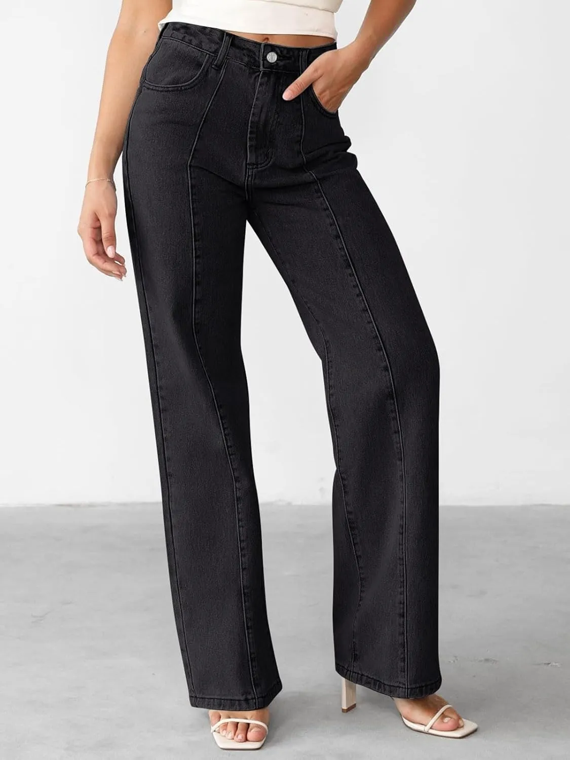 NIMIN Wide Leg Jeans for Women High Waisted Baggy Denim Pants Straight Leg Casual Jeans with Pockets