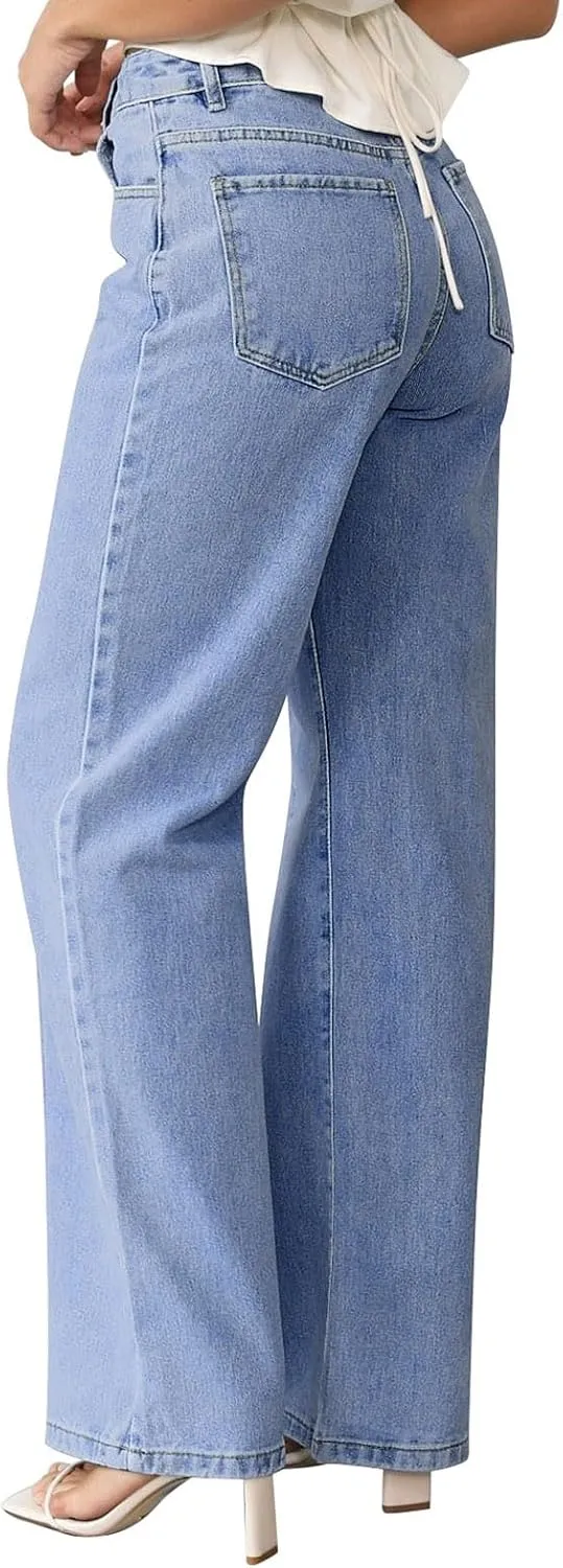 NIMIN Wide Leg Jeans for Women High Waisted Baggy Denim Pants Straight Leg Casual Jeans with Pockets