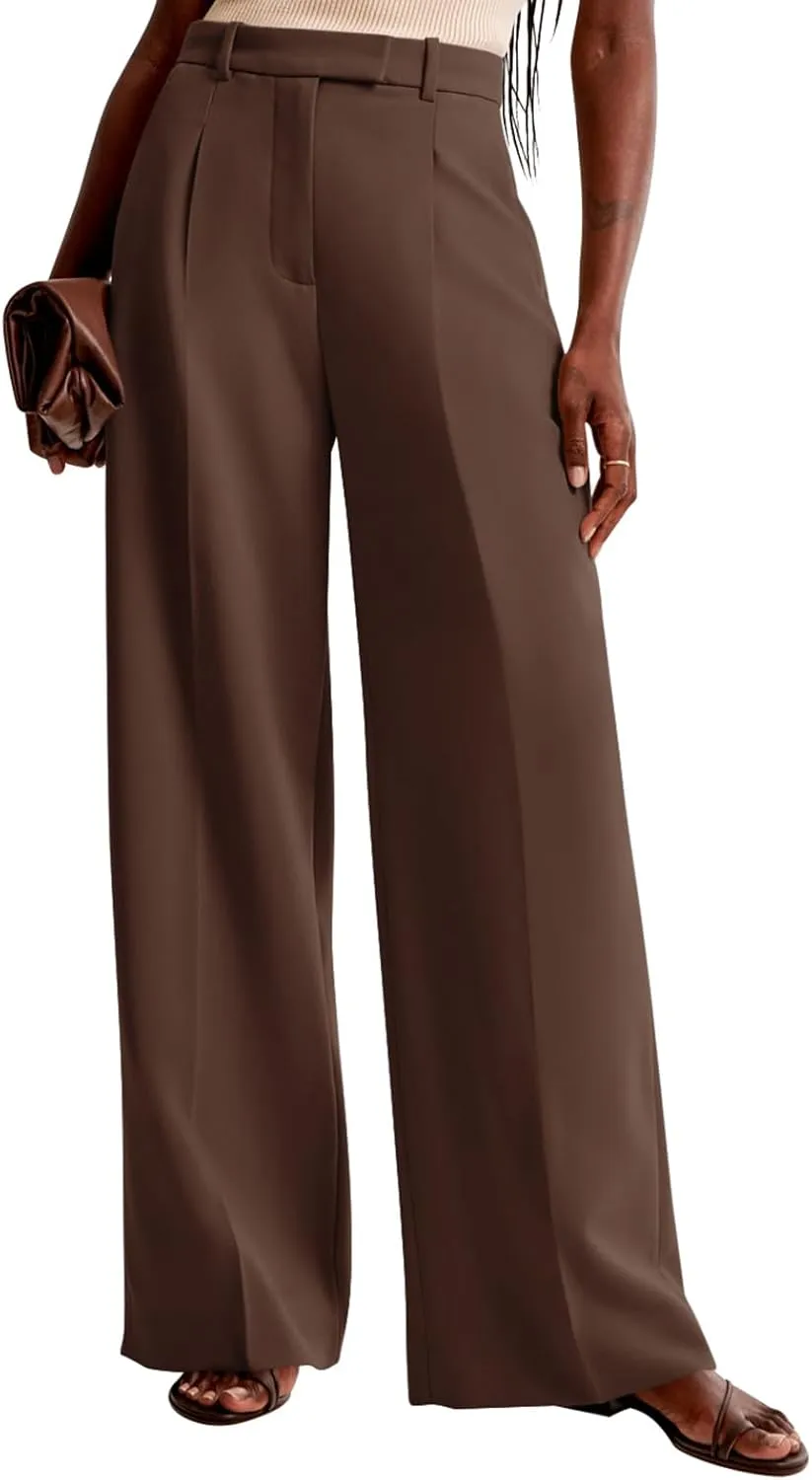 NIMIN Women Wide Leg Pants High Waisted Dressy Work Trousers Business Casual Palazzo Pants with Pockets