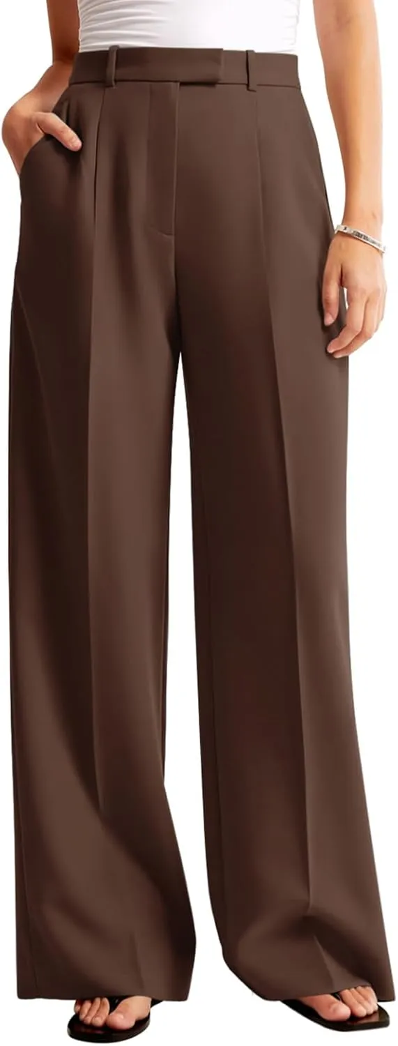 NIMIN Women Wide Leg Pants High Waisted Dressy Work Trousers Business Casual Palazzo Pants with Pockets