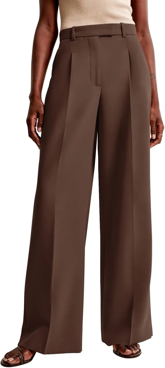 NIMIN Women Wide Leg Pants High Waisted Dressy Work Trousers Business Casual Palazzo Pants with Pockets