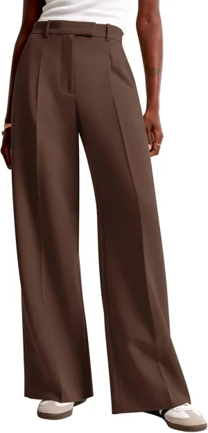 NIMIN Women Wide Leg Pants High Waisted Dressy Work Trousers Business Casual Palazzo Pants with Pockets