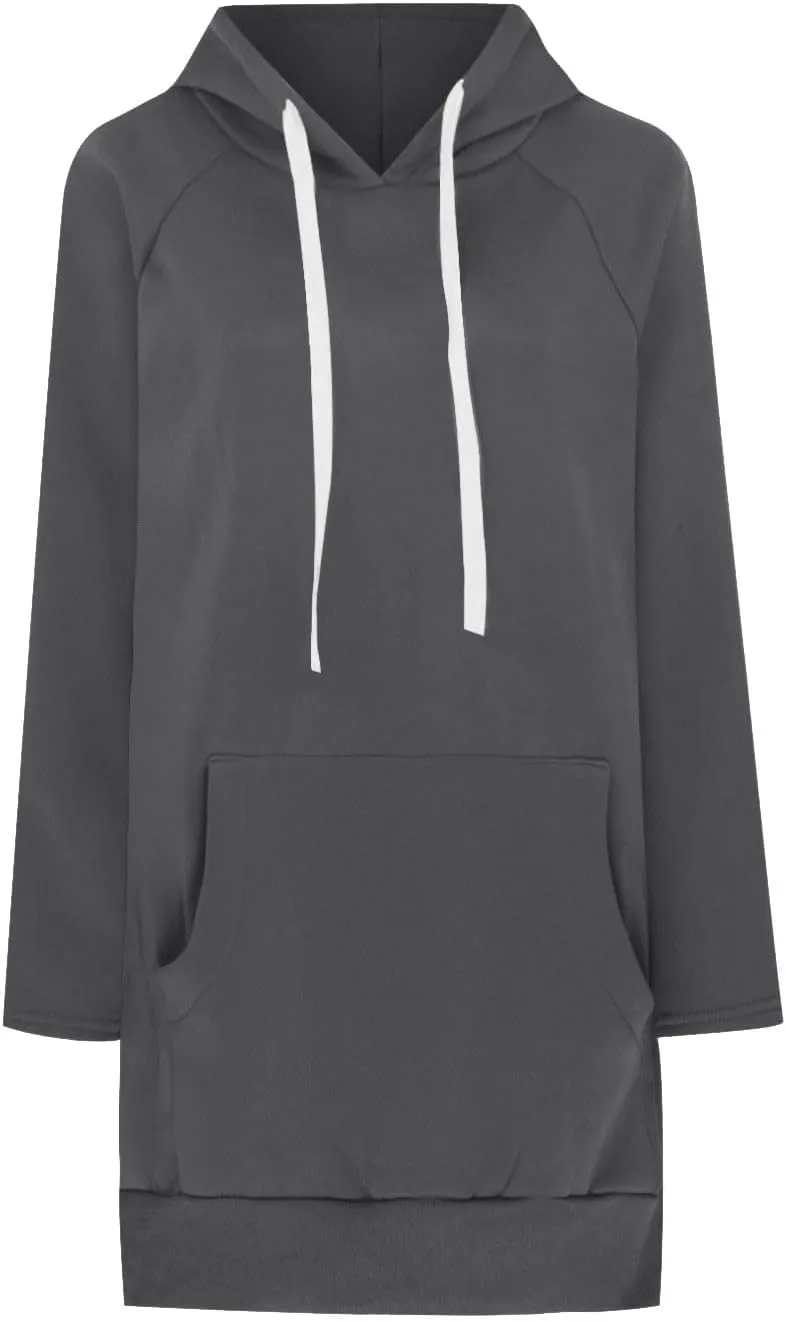 oiangi Hoodies for Women Pullover Fall Winter Trendy Oversized Long Sleeve Drawstring Side Slit Hem Sweatshirt Dress Pockets