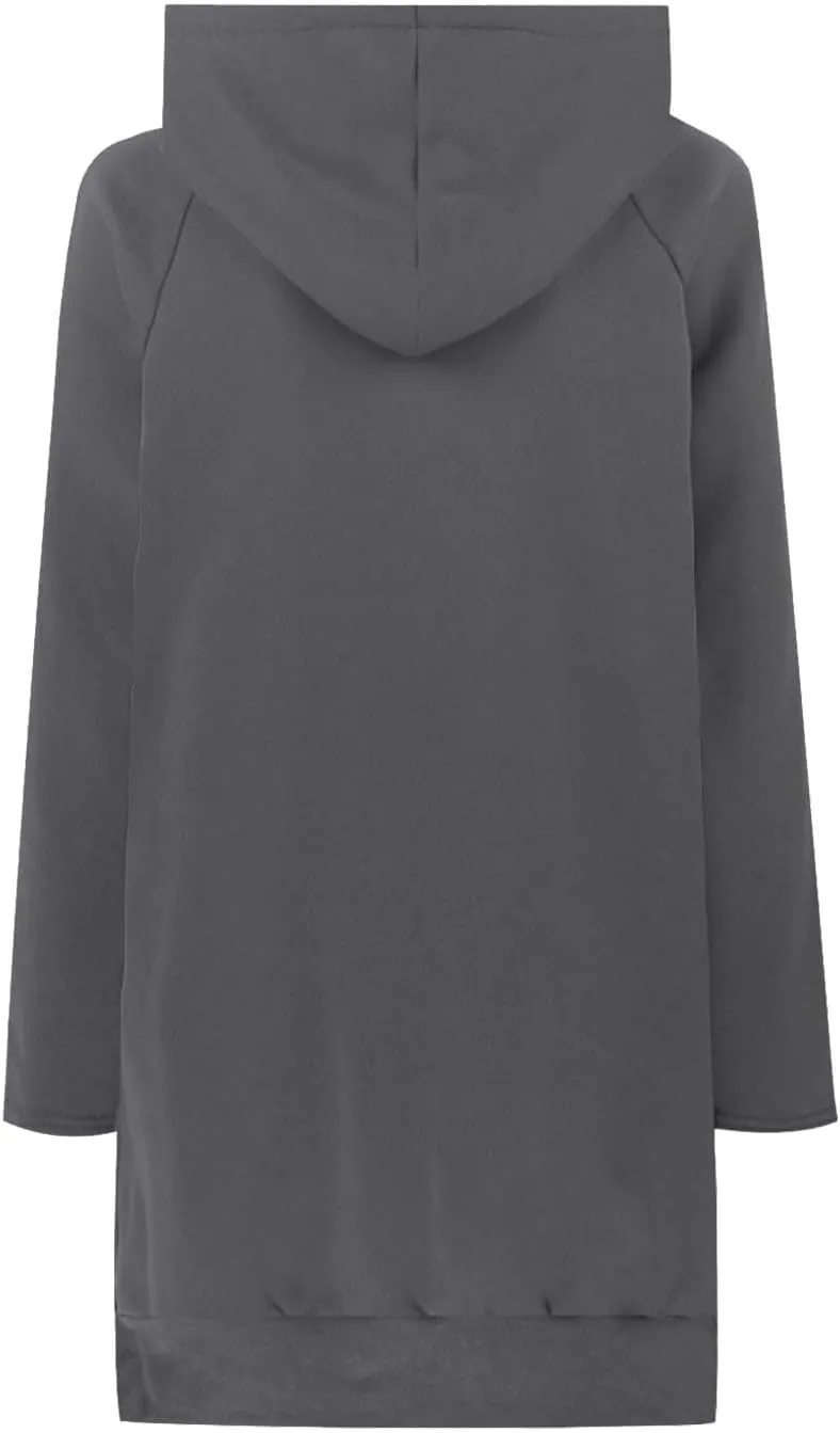 oiangi Hoodies for Women Pullover Fall Winter Trendy Oversized Long Sleeve Drawstring Side Slit Hem Sweatshirt Dress Pockets