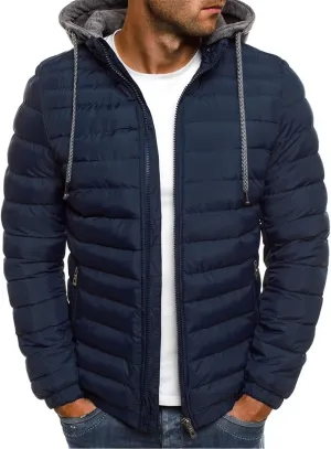 oiangi Puffer Jacket Men with Hood Warm Winter Full Zip Insulated Puffy Quilted Lined Coat Lightweight Packable Down Jackets