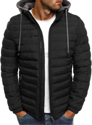 oiangi Puffer Jacket Men with Hood Warm Winter Full Zip Insulated Puffy Quilted Lined Coat Lightweight Packable Down Jackets