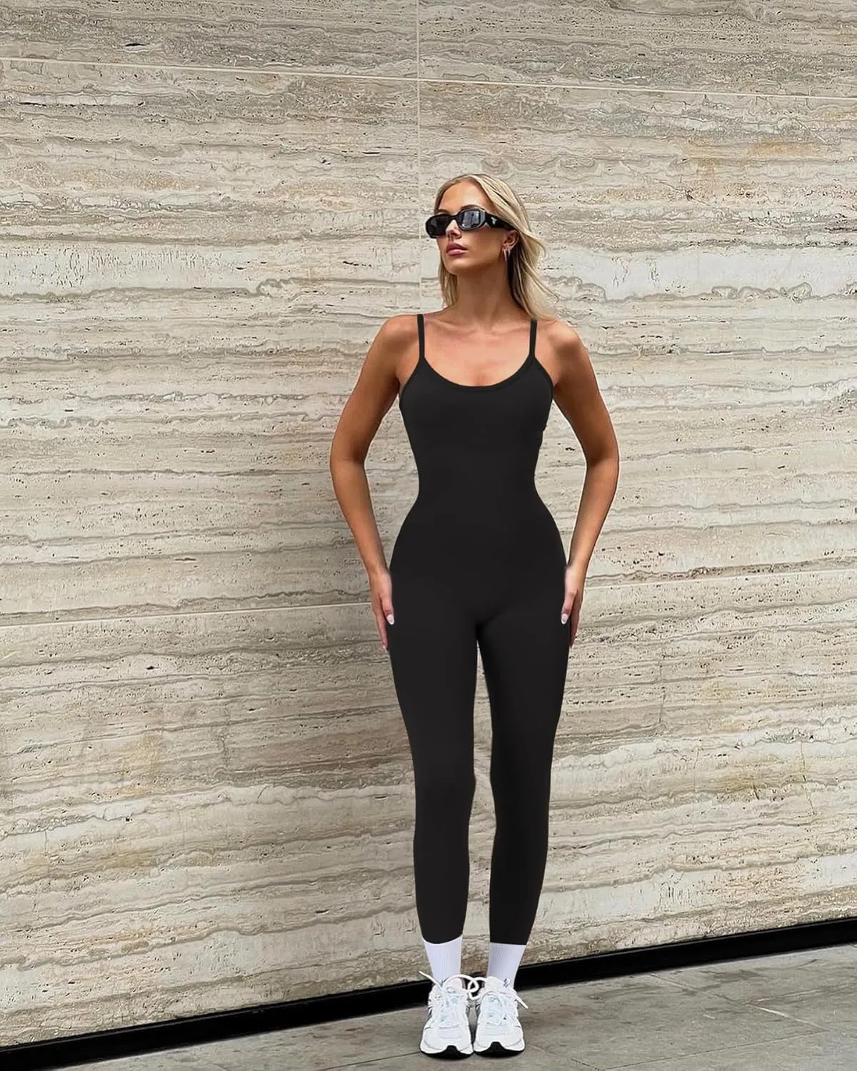 OLCHEE Womens Workout Yoga Jumpsuits Rompers - One Piece Seamless Unitard Leggings Spaghetti Strap Bodysuit Gym