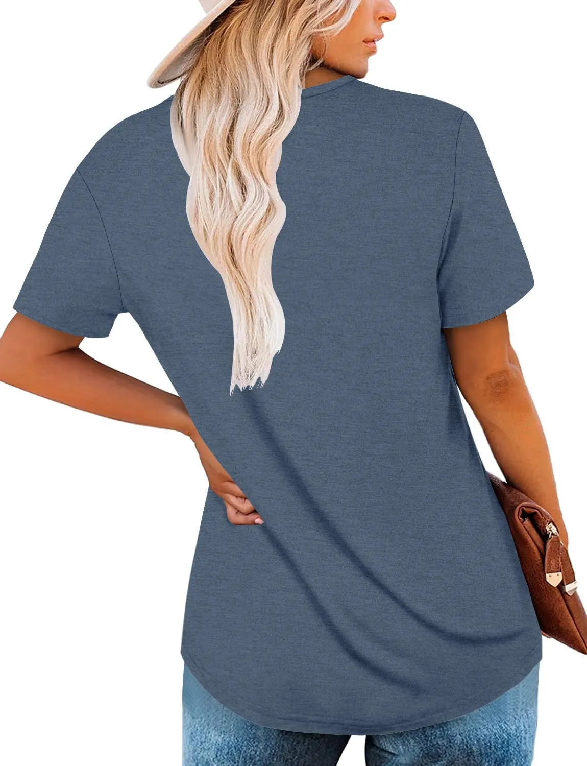 ONLYSHE Womens Shirts Cute Summer Lightweight Tunic Flowy Tops Short Sleeve Blouse Dressy Casual