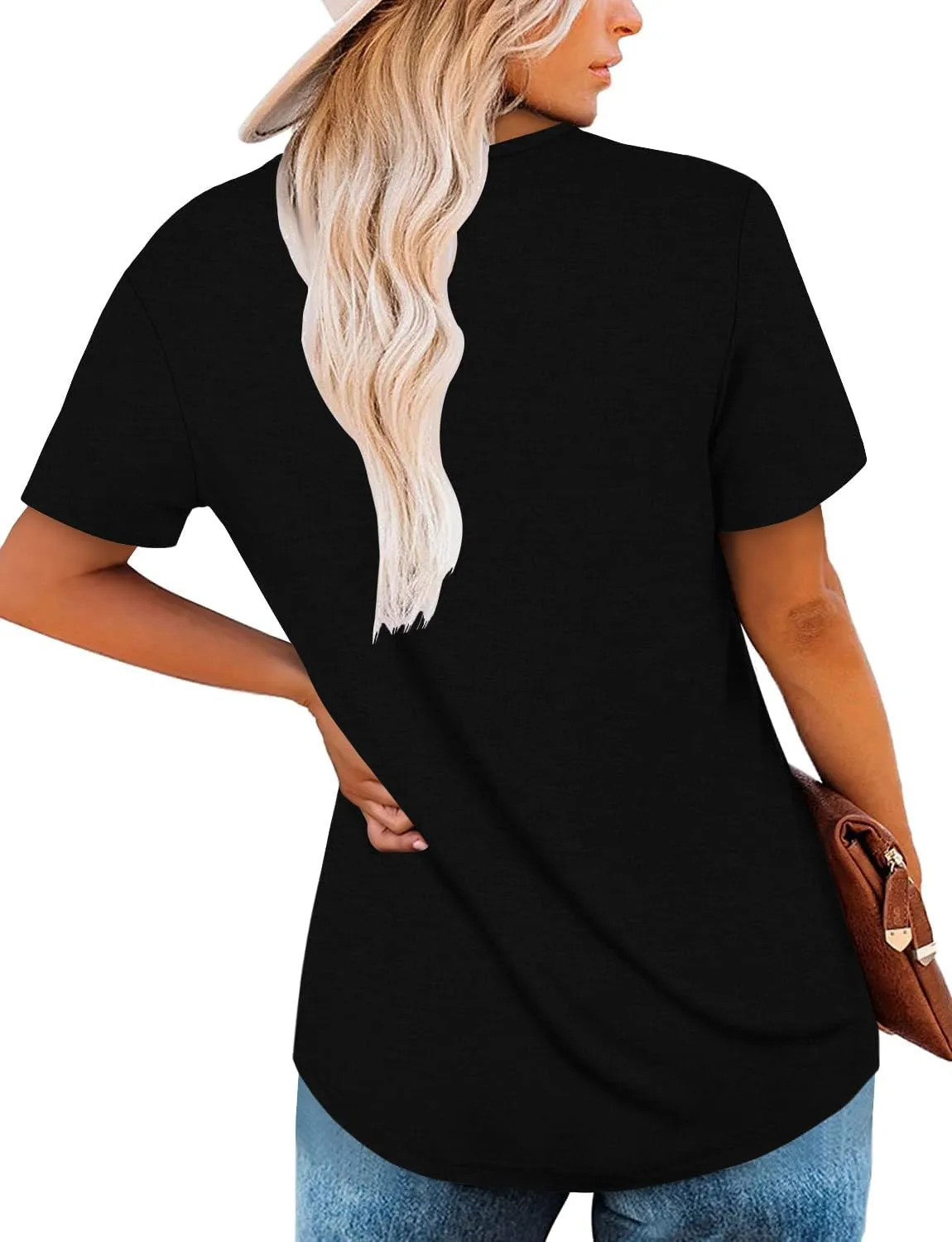ONLYSHE Womens Shirts Cute Summer Lightweight Tunic Flowy Tops Short Sleeve Blouse Dressy Casual