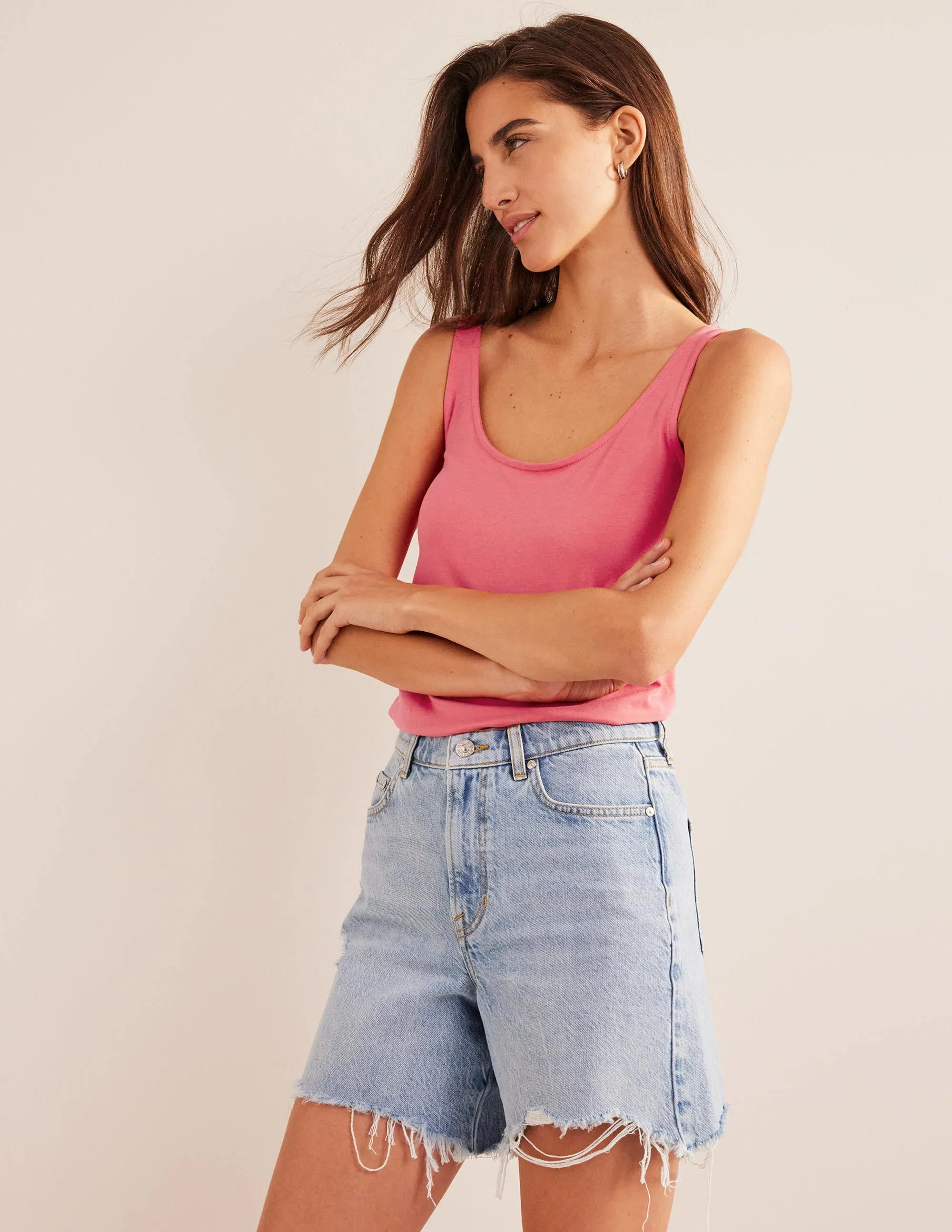 Open Back Tank Top-Festival Pink