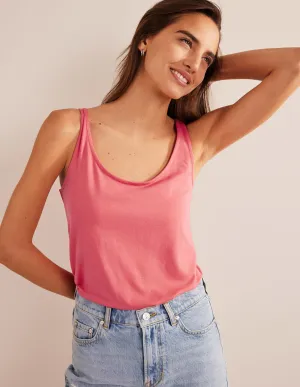 Open Back Tank Top-Festival Pink