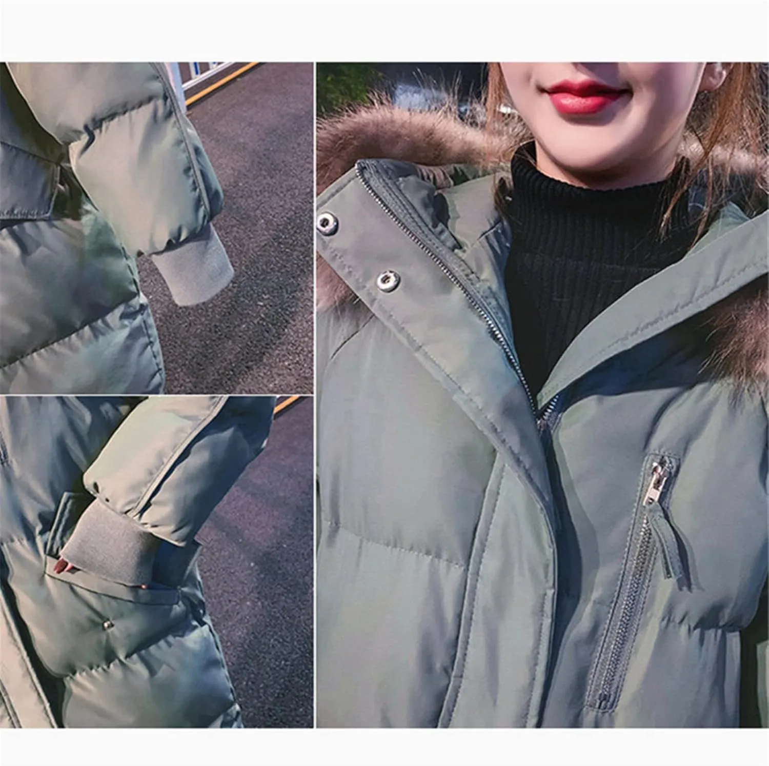 Oversize Women's Down Jacket Winter Long Hooded Parkas Thicken Warm Cotton Padded Coats Loose Big Fur Collar Snow Coat