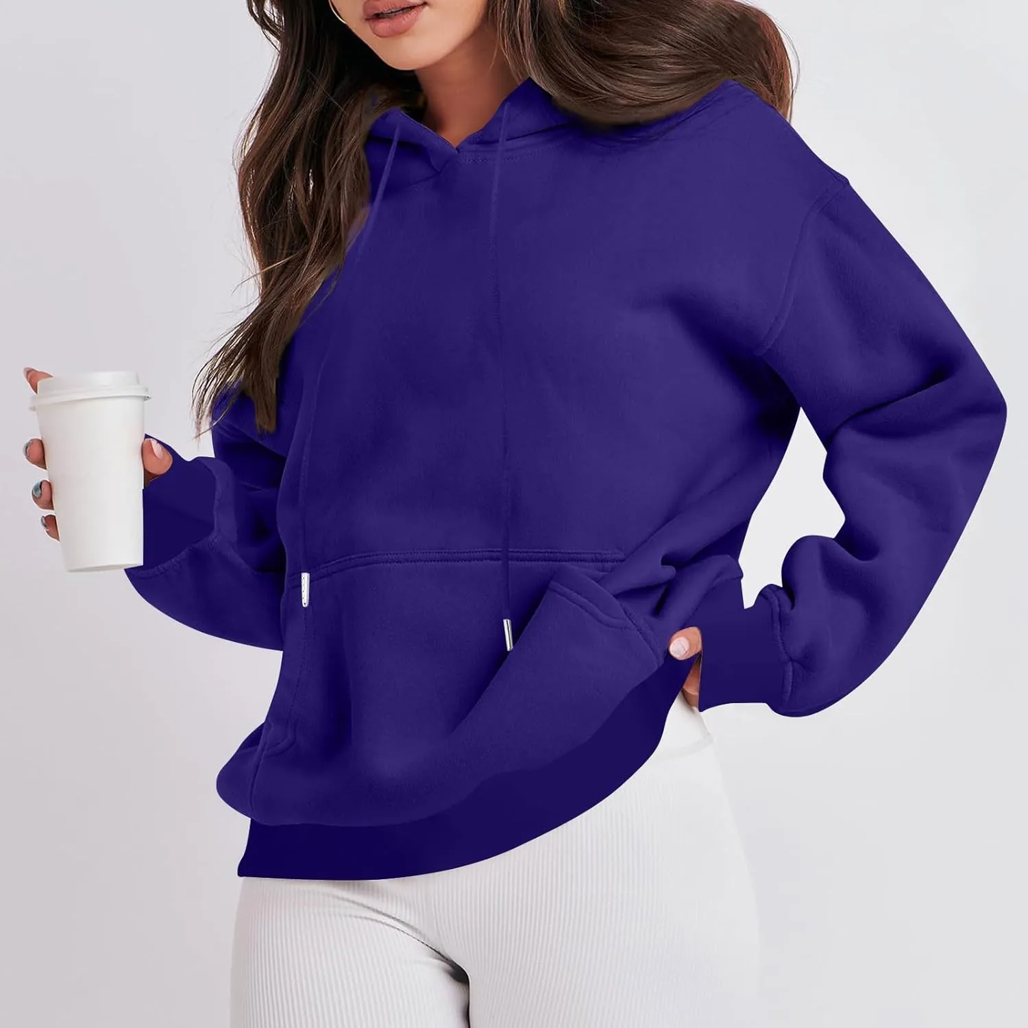 Oversized Hoodies For Women,2024 Fall Trendy Basic Plain Y2K Hoodies Drawstring Pullover Tops Long Sleeve Sweatshirt