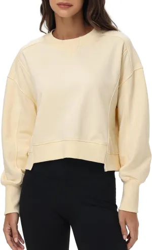 Oymyakon Womens Oversized Cropped Sweatshirts Crew Neck Long Sleeve Pullover Sweater Fall Fashion Clothes