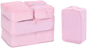 Packing Cubes for Suitcase Stow and Go Travel Luggage Organizer Suitcase Organizer Bag 6 Set (Pink)